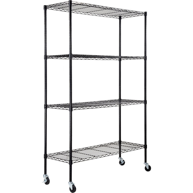 Commercial Shelving Unit 4 Tier with Wheels 1000kg Width 1500mm Depth 600mm Black Wire - CEAMJ504