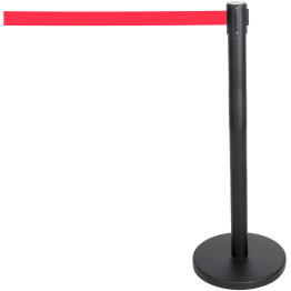 Black Barrier Post with Red Retractable Belt 2m - CEBBP01AR