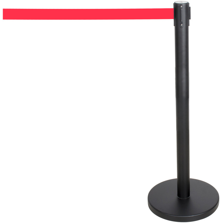 Black Barrier Post with Red Retractable Belt 2m - CEBBP01AR