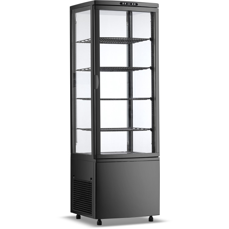 Upright Display Fridge 238 litres 4 shelves Black 1 flat door - CECL238B