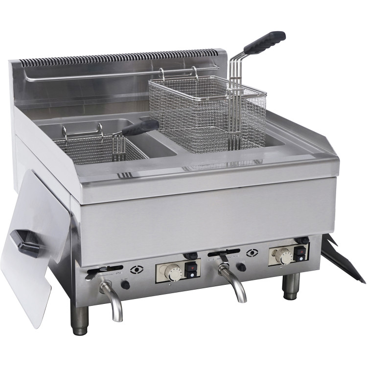 Commercial Gas Fryer 10+10L Countertop 8kW - CE6GTRC2
