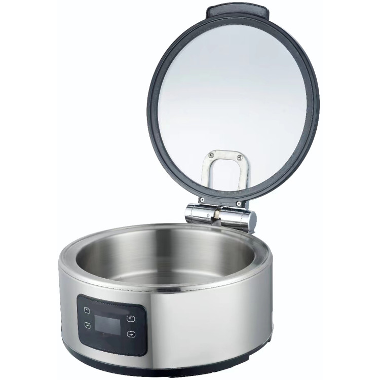 Chafing Dish Electric heating Round Glass lid Stainless steel 6 litres - CEACFD6L01