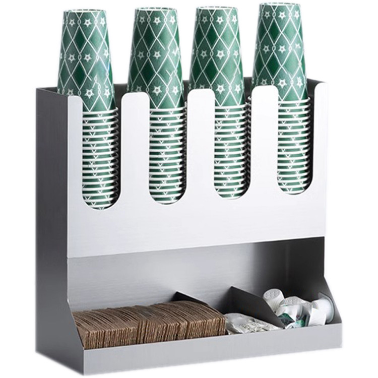 Stainless Steel 2 Tier Cup Holder / Dispenser Φ100mm Cups 4 Stacks - CE62005