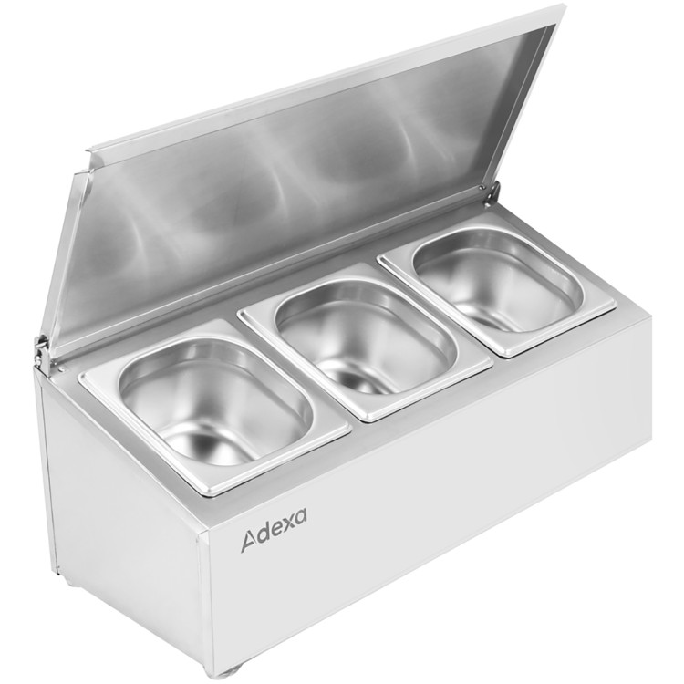 Commercial Condiment Holder with lid including 3xGN1/6-150mm containers Stainless steel - CECHD03ADFL