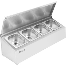 Commercial Condiment Holder with lid including 4xGN1/6-100mm containers Stainless steel - CECHD04AFL