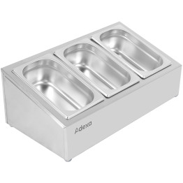 Commercial Condiment Holder including 3xGN1/4-100mm containers with lid Stainless steel - CECHE03A