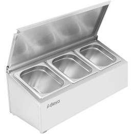 Commercial Condiment Holder with lid including 3xGN1/4-100mm containers Stainless steel - CECHE03AFL