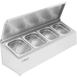 Commercial Condiment Holder with lid including 4xGN1/4-150mm containers Stainless steel - CECHE04ADFL