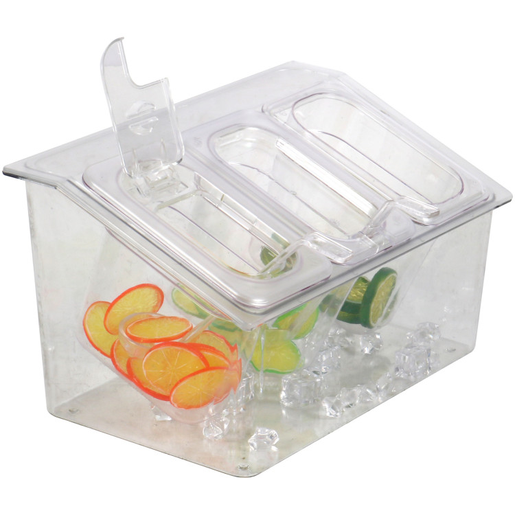 Chilled Condiment Holder including 3xGN1/9-100mm containers with lid Plastic - CECHP04B3