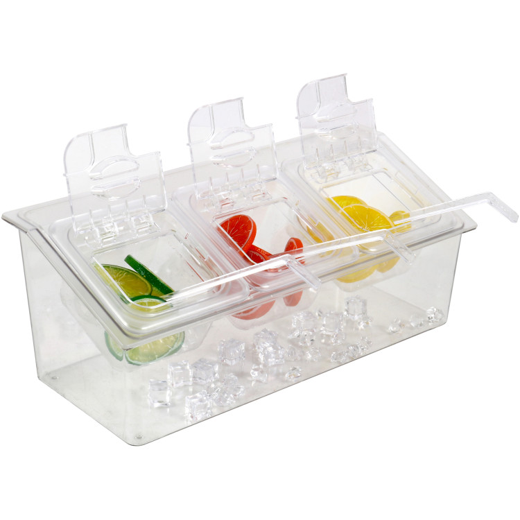Chilled Condiment Holder including 3xGN1/6-150mm containers with lid Plastic - CECHP06BD