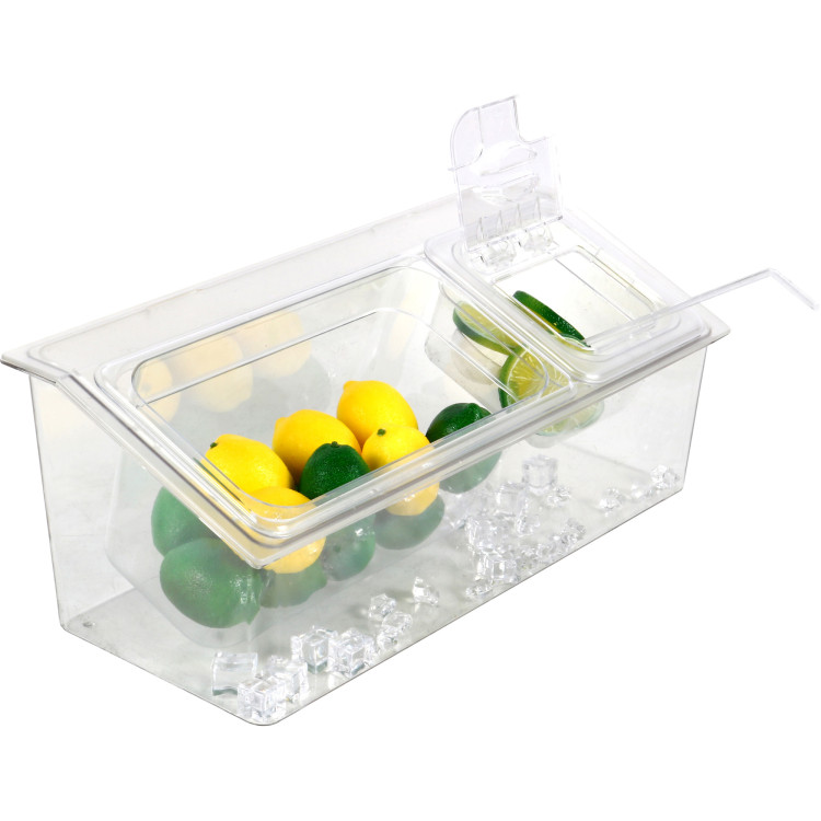 Chilled Condiment Holder including 1xGN1/3+1xGN1/6-150mm containers with lid Plastic - CECHP06BD3