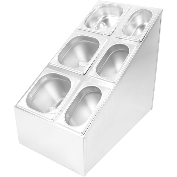 Commercial Condiment Pan Holder including 3xGN1/6 + 3xGN1/9 pans & ladles - CECHM01DPCFL