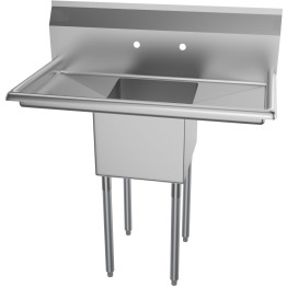 Commercial Pot Wash Sink Stainless steel 1 bowl Splashback 1370x600x1110mm Round legs - CEC1T18181218LR