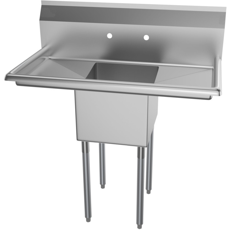 Commercial Pot Wash Sink Stainless steel 1 bowl Splashback 1370x600x1110mm Round legs - CEC1T18181218LR