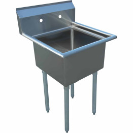 Commercial Pot Wash Sink Stainless steel 1 bowl Splashback 750x600x1110mm Round legs - CEC1T24241400