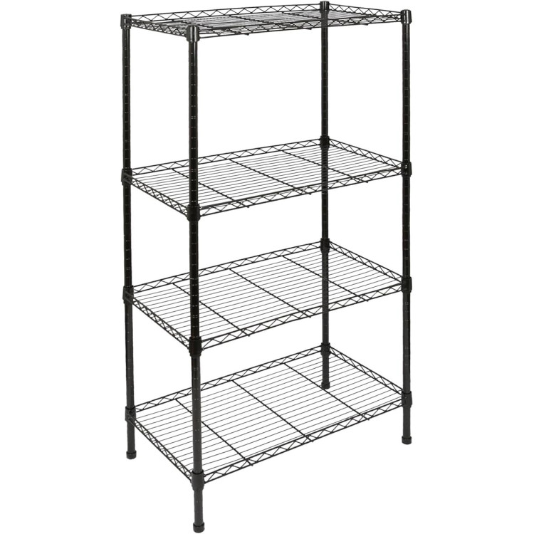 Light Duty Shelving Unit Mini 4 Tier Rack 360kg Width 600mm Depth 350mm Height 1200mm Black Wire - CEAZON206