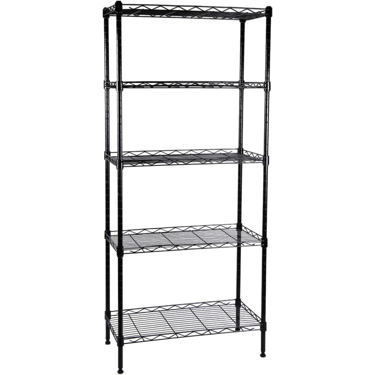 Light Duty Shelving Unit Mini 5 Tier Rack 450kg Width 600mm Depth 350mm Height 1500mm Black Wire - CEAZON210