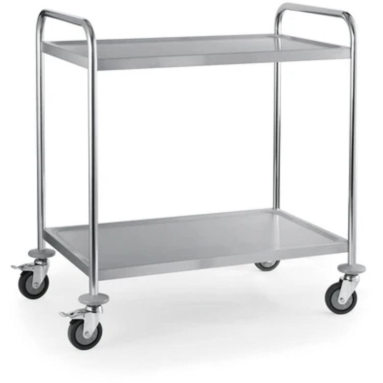 Commercial Serving/Service/Clearing Trolley Stainless Steel 2 Tier 750x400x835mm - CE19019