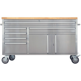 Professional Stainless Steel Rolling Tool Cabinet 2 door 6 drawers 1644x482x904mm - CE602038AS