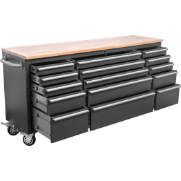 Professional Black Steel Rolling Tool Cabinet 15 drawers 1826x486x905mm - CE722038A