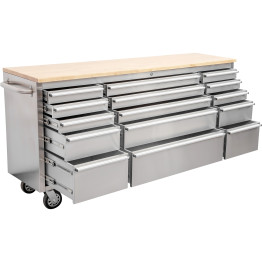 Professional Stainless Steel Rolling Tool Cabinet 15 drawers 1826x486x905mm - CE722038AS