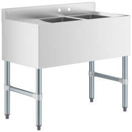 Commercial Sink Stainless steel 2 Bowl Left side Drain board - CEBS2T36L