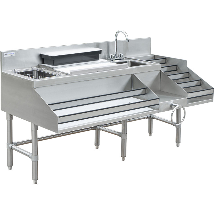 Commercial Stainless Steel Cocktail Station with Backsplash 5 Tier Bottle Display 1675x760x760mm - CECCS6612LD