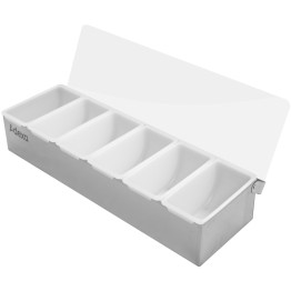 Garnish Tray / Condiment Dispenser with Lid 6 compartments Stainless steel & Plastic - CECHB06