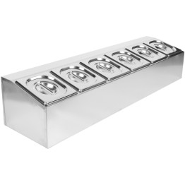Commercial Condiment Holder including 6xGN1/6-150mm pans & Lids - CECHD06AD