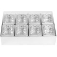 Commercial Condiment Holder including 8xGN1/6-100mm pans & fliptop lids - CECHD08BPCFL
