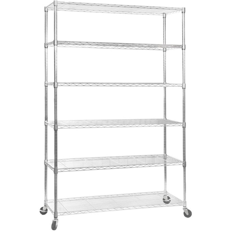Commercial Wire Shelving Unit 6 Tier with Wheels 1500kg 1200x450x1880mm Chrome - CECJ12045188A6CW3