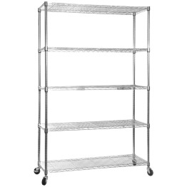Commercial Mobile Shelving unit 5 tier 1250kg Width 1500mm Depth 450mm Chrome wire - CECJA1344R