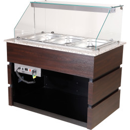 Professional Bain Marie Showcase 3xGN1/1 with Wooden Panels - CECMB711