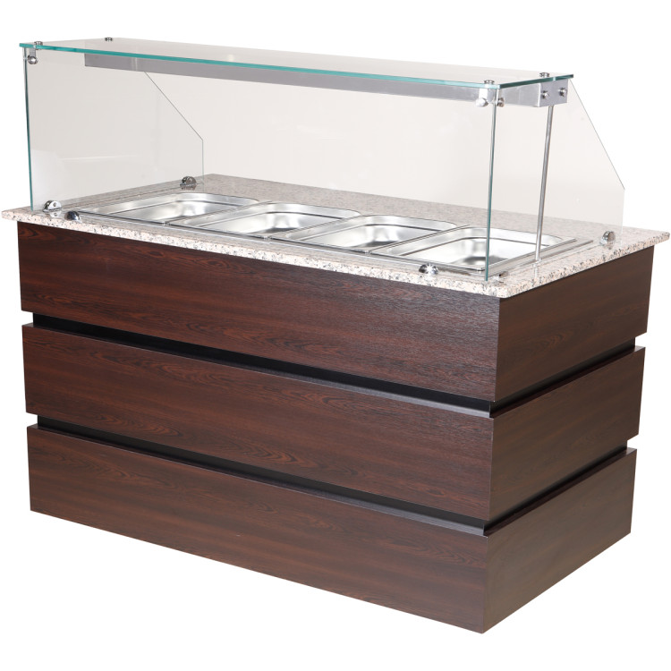 Professional Bain Marie Showcase 4xGN1/1 with Wooden Panels - CECMB714