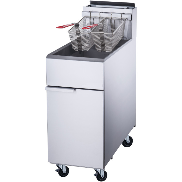 Twin Basket Professional Free standing Gas Fryer Single tank 22 litres 21kW - CEDCF22L