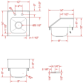 Drop-in Sink 1 bowl with Splashback Stainless steel - CEDIS1DB090905SP