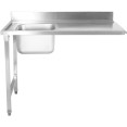Loading table Left side 1200x650x850mm With sink With splashback Stainless steel - CEDWITA1265L