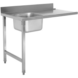 Loading table Left side 1200x650x850mm With sink With splashback Stainless steel - CEDWITA1265L