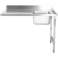 Loading table Right side 1200x650x850mm With sink With splashback Stainless steel - CEDWITA1265R