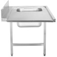 Loading table Right side 1200x650x850mm With sink With splashback Stainless steel - CEDWITA1265R