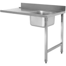 Loading table Right side 1200x650x850mm With sink With splashback Stainless steel - CEDWITA1265R