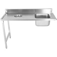 Loading table Left side 1400x650x850mm With sink With waste hole With splashback Stainless steel - CEDWITC1465R