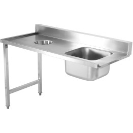 Loading table Left side 1400x650x850mm With sink With waste hole With splashback Stainless steel - CEDWITC1465R