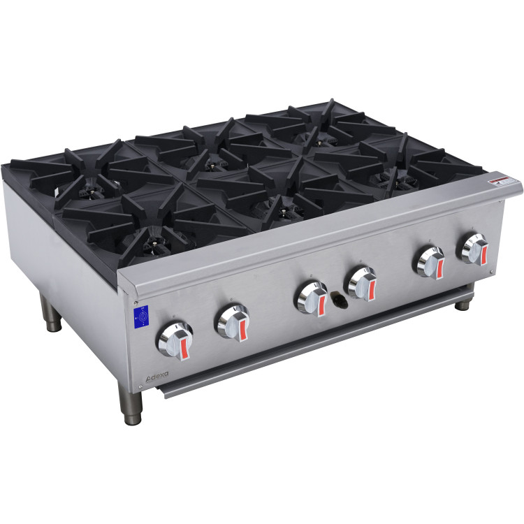 Professional Gas Hotplate Cooker 6 Burners 42kW Countertop - CEEHP6S