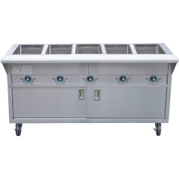 Mobile Servery Steam Table with Cupboard 5xGN1/1 - CEEST5SWCBSD