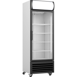 Commercial Single Bottle cooler Upright 370 litres Fan assisted cooling Hinged glass door Black&White - CEGDR333