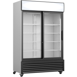 Commercial Twin Bottle cooler Upright 730 litres Fan assisted cooling Sliding glass doors Black&White - CEGDR555