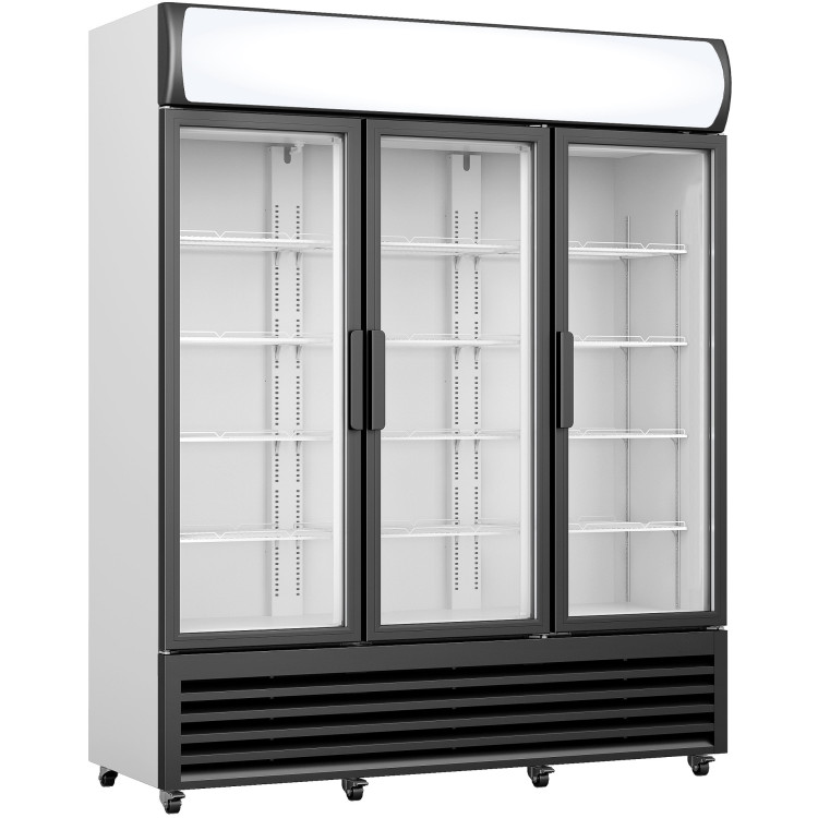 Commercial Triple Bottle cooler Upright 1065 litres Fan assisted cooling Hinged doors Black&White - CEGDR666