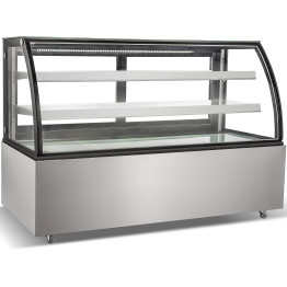 Cake counter Curved front 1500x730x1200mm 2 shelves Stainless steel base LED - CEGN1500CF2