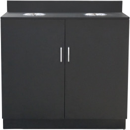 Double Waste Bin Enclosure Cabinet with Drop hole 1138x560x1160mm Black - CEGS30200